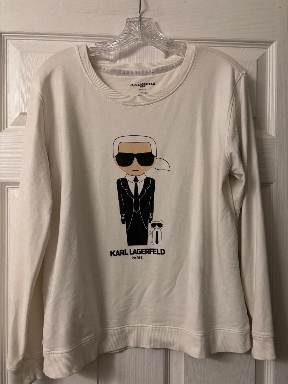 Karl Lagerfeld Cream Sweatshirt with Black Graphic